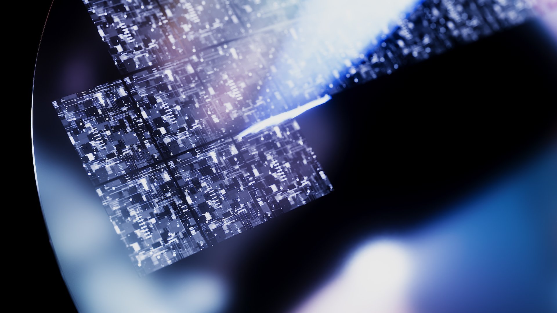 Abstract close‑up of semiconductor chip patterns