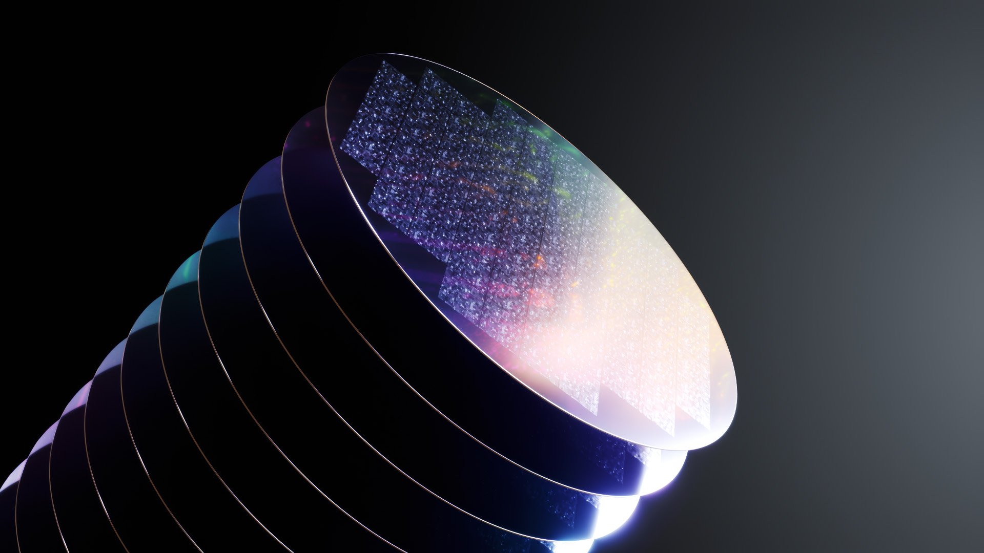 Close‑up of semiconductor chip patterns